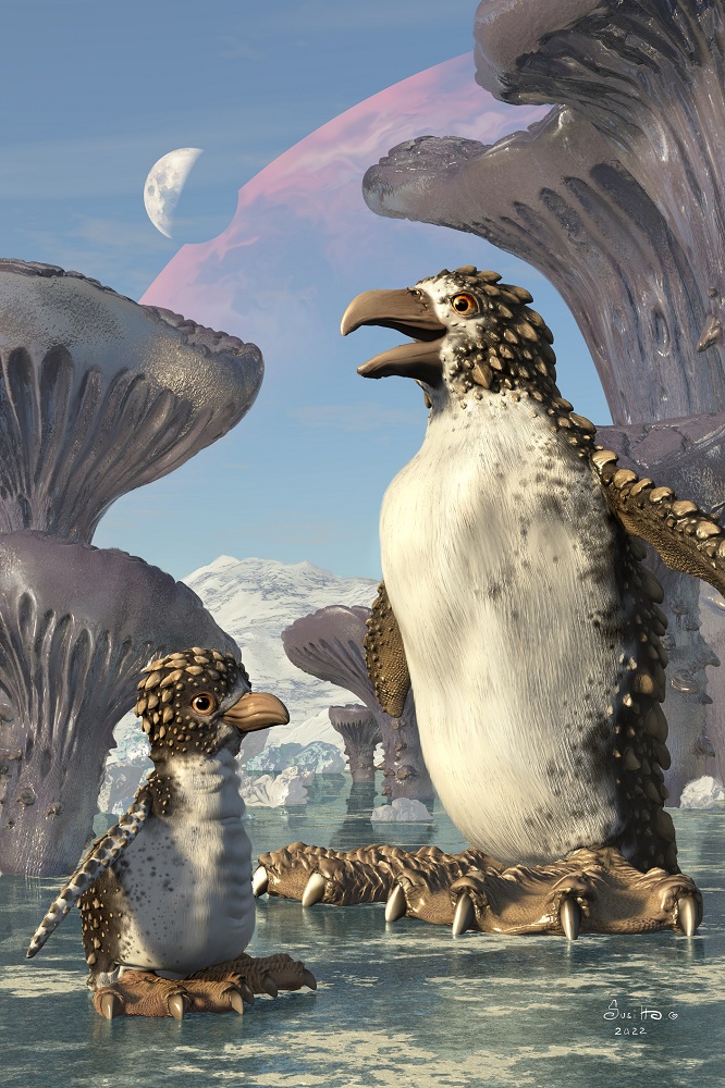 Happy woman hiker in a misty forest