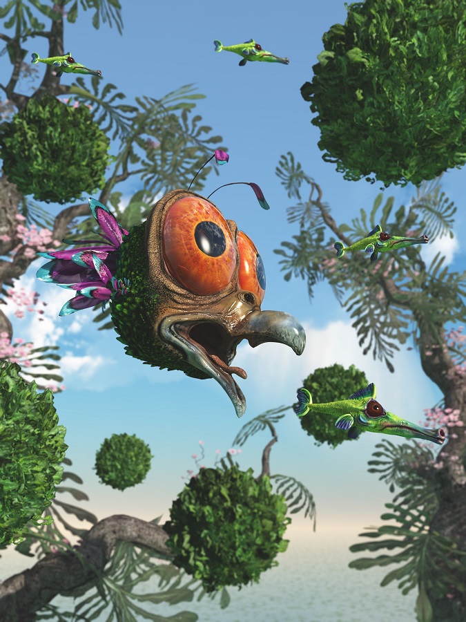 Hiker crossing a rocky stream